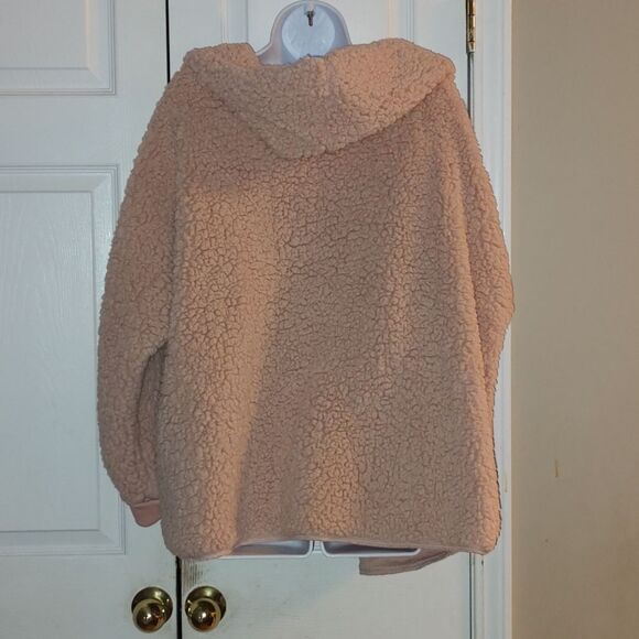 LulaRoe  teddy bear jacket light rose hooded  sherpa jacket  Sz M - Picture 4 of 6